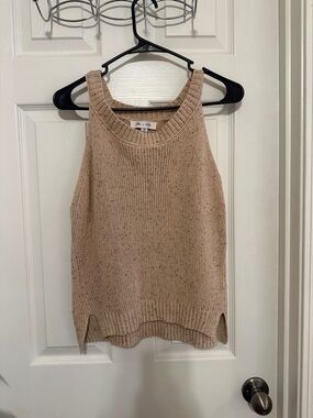 She + Sky Beige Ribbed Sleeveless Knit Tank